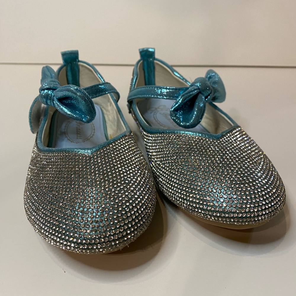 Silver and Blue Rhinestone Princess Flats - Picture 3 of 8
